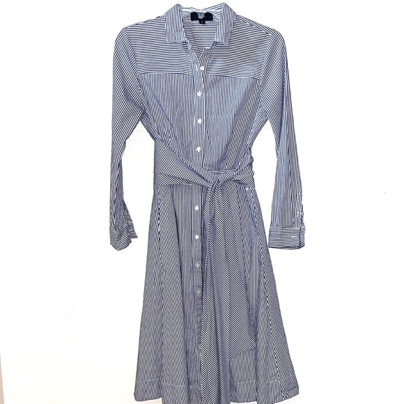 COPY - J. Crew Pinstripe Tie Waist Button Down Dress - Picture 2 of 6
